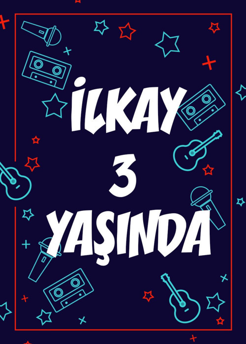 Müzik Aletlerii Temalı Doğum Günü Afişi - 50x70 Cm