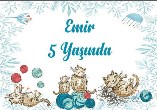 Kedi Temalı Doğum Günü Afişi - 70x100 Cm