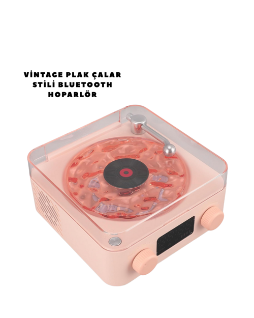 Retro Bluetooth Hoparlör PEMBE