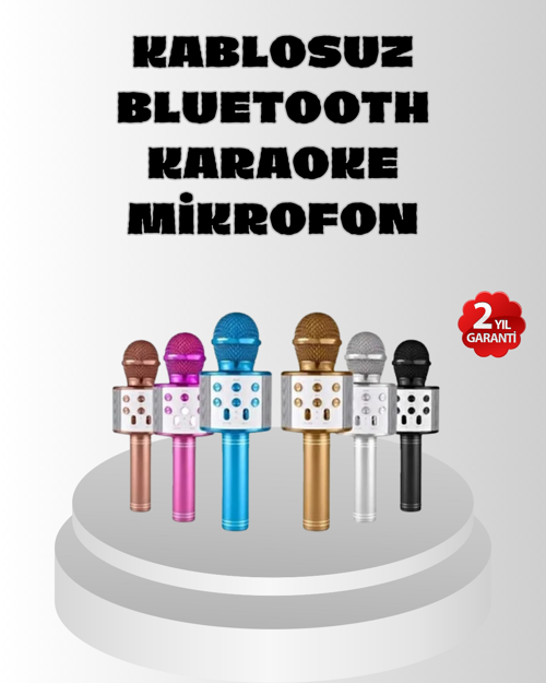 Kablosuz Bluetooth Karaoke Mikrofon Yankı Efektli