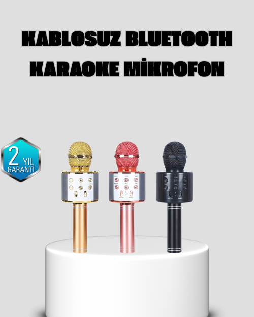 Taşınabilir Karaoke Mikrofon – Bluetooth, USB ve AUX Girişli