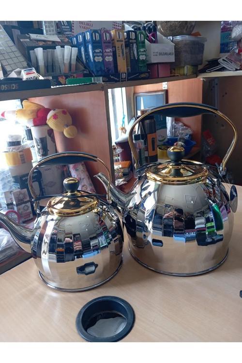 Çaydanlık Set 3 +2 Litre Alman Markası Paslanmaz Çelik Çaydanlık &Ocak Üstü Isıtıcı Ithal