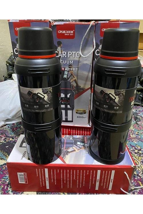 İçecek 4 Litre Aile Boy Paslanmaz Çelik Okadi Termos Dağcı Termos 48 Saat Çelik 4,5 L Siyah