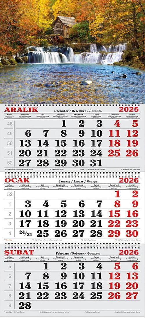 2026 Yılı Gemici Takvimi- Şelale ve su Değirmenli Kulübe