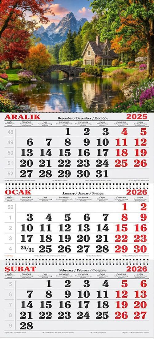 2026 Yılı Gemici Takvimi- Taş Köprü ve Ev