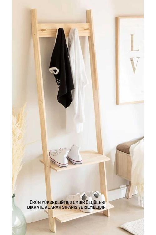 Kıyafet Askılığı Portmanto Ayakkabılık Ahşap Askılık