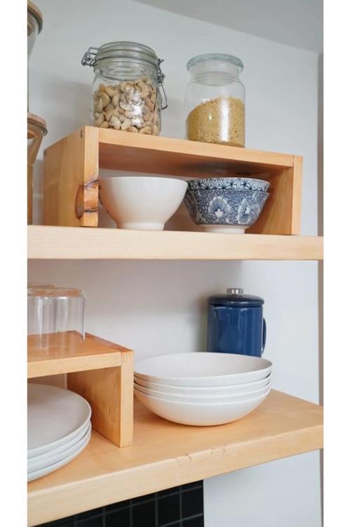 Ahşap Dolap İçi Organizer Mutfak Dolabı İçi Düzenleyici Doğal Ahşap