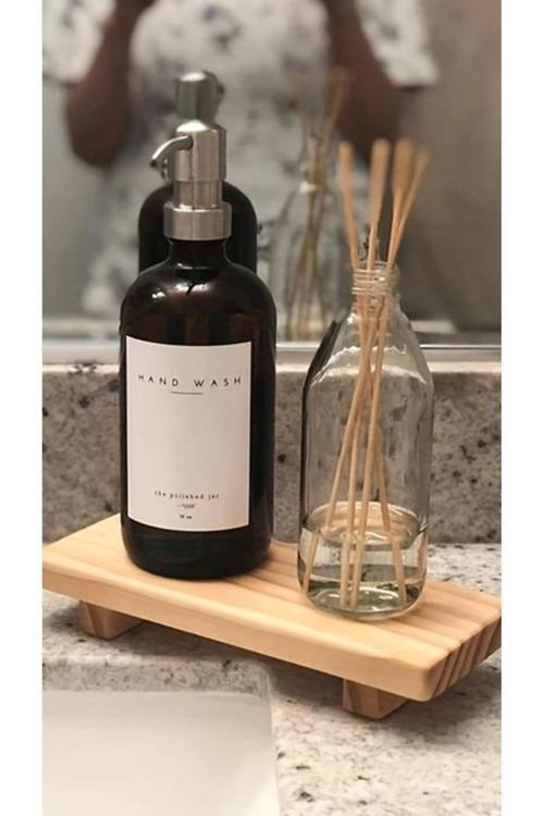 Ahşap Dekoratif Sunumluk Ahşap Sabunluk Mumluk