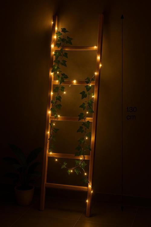 130 Cm Masif Ahşap Dekoratif Merdiven Askı – Banyo Havluluk, Çiçek Standı, Kıyafet Askısı