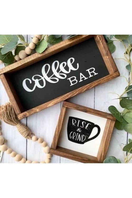 Kahve Köşesi Ahşap Çerçevesi Kahve Köşesi Tablosu Duvar Dekorasyonu