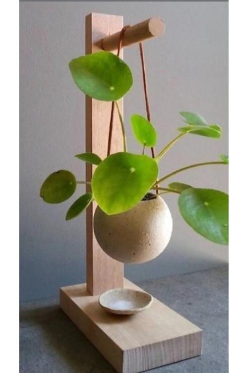 Ahşap Bohem Çiçeklik Saksı Askılığı Doğal Ahşap Saksılık