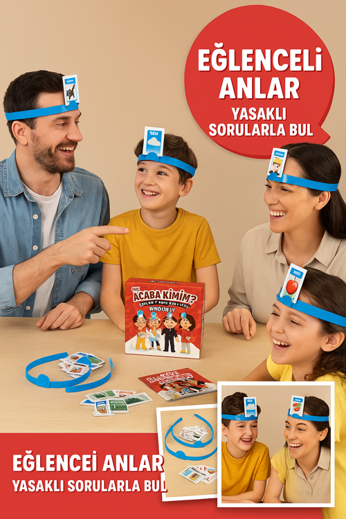 Mini Acaba Kimim? Aile Oyunu – Türkçe İngilizce Zeka ve İfade Geliştiren Kartlı Eğlence Seti