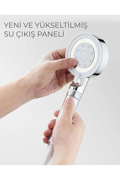 Beyaz Spa Modlu Filtreli Duş Başlığı 5 Fonksiyonlu Duş Fiskiyesi