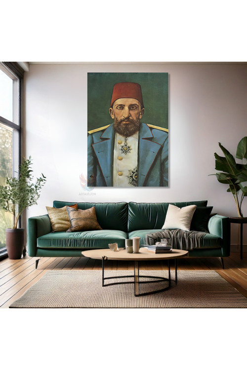 Kanvas Tablo Ev Ofis Duvar Tablosu Abdulhamit Portresi Yeni Ev Hediyesi Kanvas Ev Dekoru
