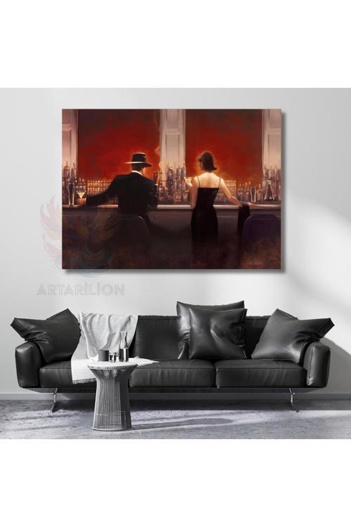 Brent Lynch Cigar Barda Akşam Yemeği Kanvas Tablo Duvar Tablosu Salon Tablosu