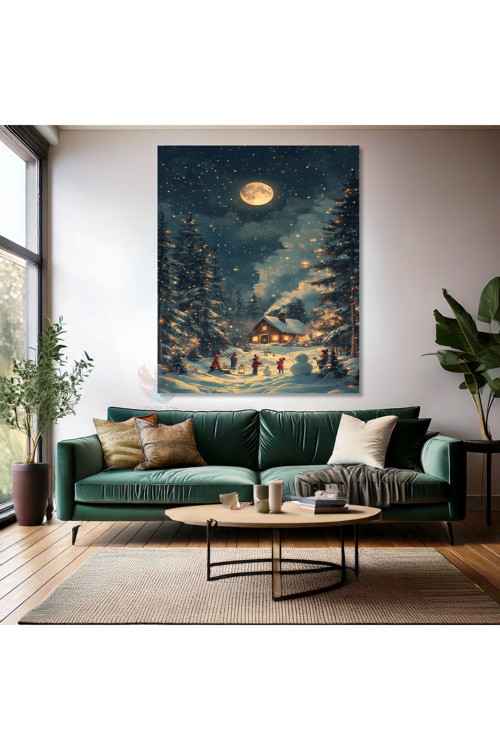 Kanvas Dikey Duvar Tablosu Kanvas Dolunay Yeni Yıl Ev Ofis Salon Modern Duvar Tablosu