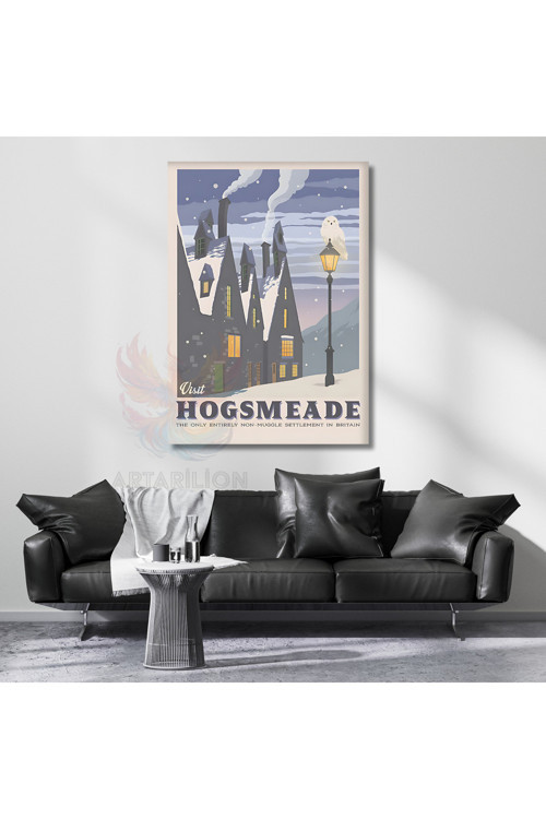 Hogsmeade Harry Potter Kanvas Tablo Kar Temalı Tablo Duvar Dekorasyon