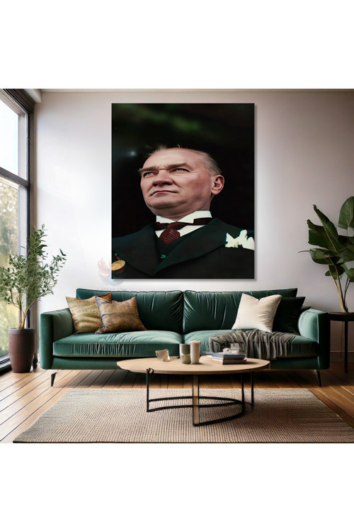 Kanvas Dikey Duvar Tablosu Kanvas Atatürk Portre Renkli Ev Ofis Salon Modern Duvar Tablosu