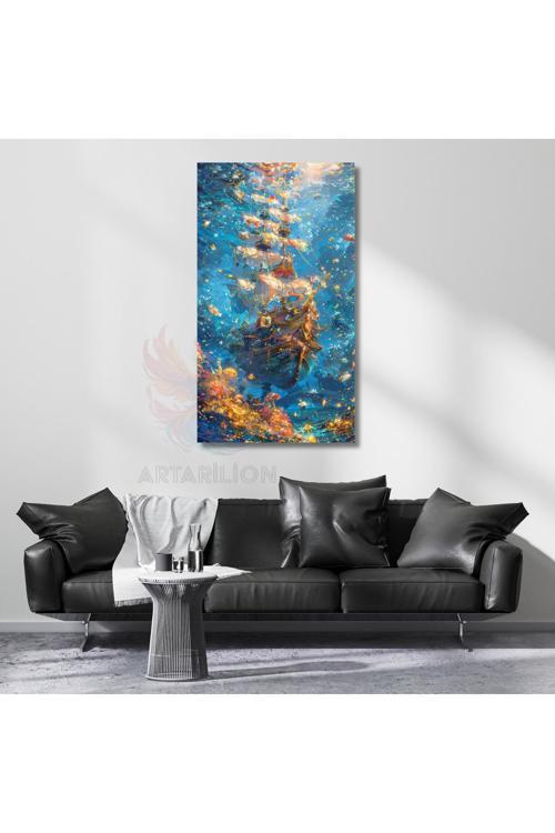 Kanvas Tablo Denizin Altındaki Gemi Kanvas Hd Dijital Baskı Tablo Salon Dizi Film Tablosu