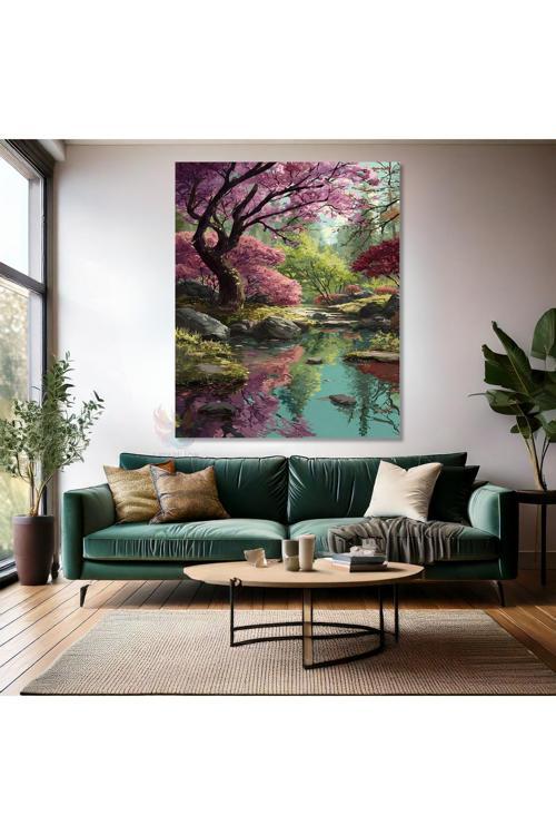 Kanvas Dikey Duvar Tablosu Kanvas Orman Su Ev Ofis Salon Modern Duvar Tablosu