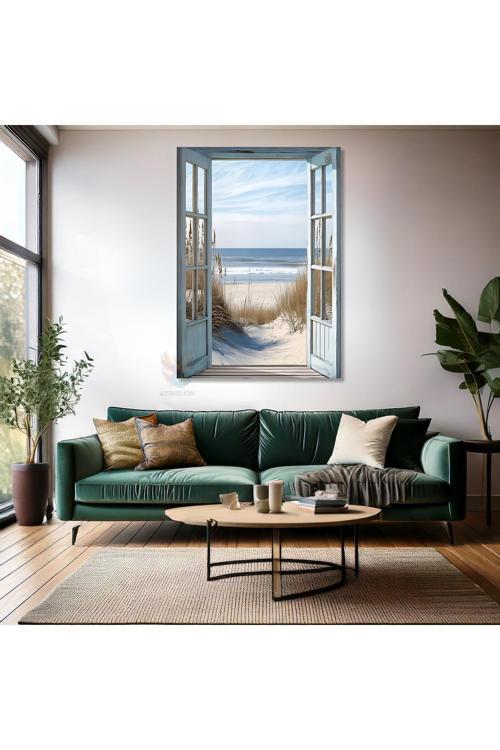 Kanvas Tablo Ev Ofis Duvar Tablosu Sahile Açılan Kapı Yeni Ev Hediyesi Kanvas Ev Dekoru