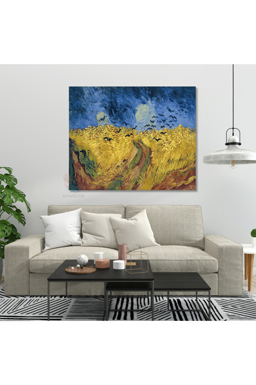 Kanvas Tablo Van Gogh Tablosu Buğday Tarlasındaki Kargalar Ev Ofis Dekoru Klasik Duvar Tablosu