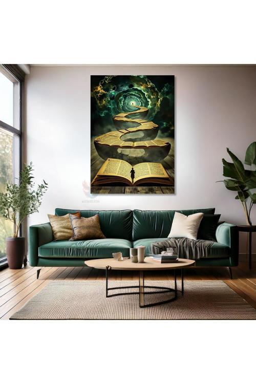 Kanvas Tablo Ev Ofis Duvar Tablosu Uzay ve Kitap Yeni Ev Hediyesi Kanvas Ev Dekoru