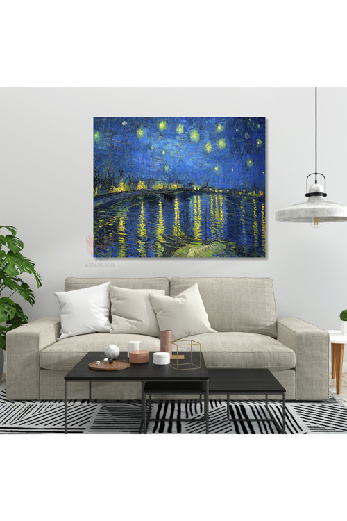Kanvas Tablo Van Gogh Tablosu Ev Ofis Dekoru Yıldızlı Gece 3 Klasik Duvar Tablosu