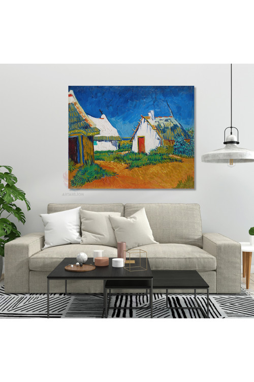 Kanvas Tablo Van Gogh Üç Beyaz Kulübe Tablosu Ev Ofis Dekoru Klasik Duvar Tablosu