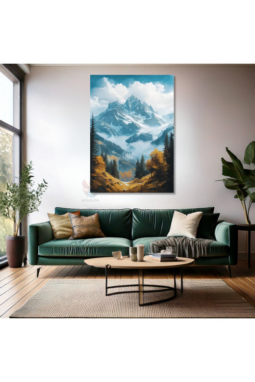 Kanvas Tablo Ev Ofis Duvar Tablosu Sisli Dağ Yeni Ev Hediyesi Kanvas Ev Dekoru