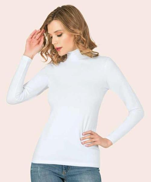 Bayan Pamuklu Balıkçı Yaka Uzunkol Body Tişört 2141