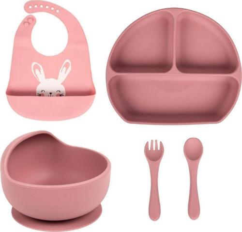 Pembe Silikon Beslenme Seti 4lü - Mommyslab Mağaza