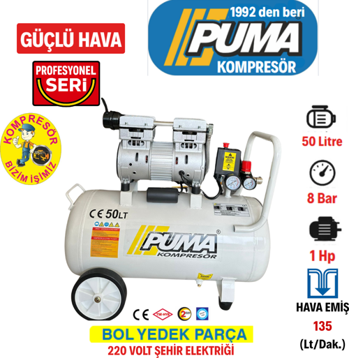 50 LT KOMPRESÖR YAĞSIZ SESSİZ (1 HP)