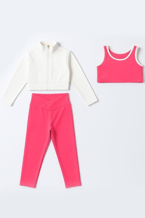 Kız Çocuk 3'lü Spor Crop Takım