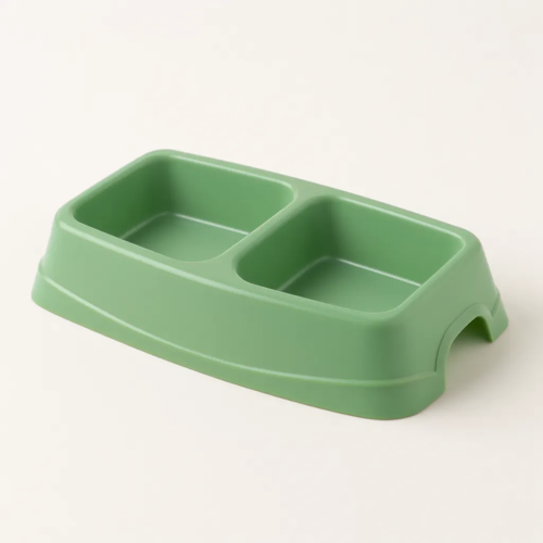 Küçük İkili Kedi Köpek Mama Kabı Ayrı Bölmeli 23.5 cm Kompakt Tasarım