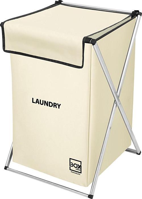 Tek Bölmeli Çamaşır ve Kirli Sepeti, Krem, Makinede Yıkanabilir Kumaş Çantalı, 39x42x58 cm