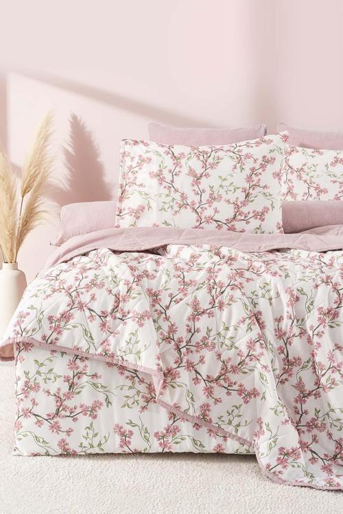 Sakura Çift Kişilik Nevresimli Pike Takımı - 7 Parça Çeyiz Seti