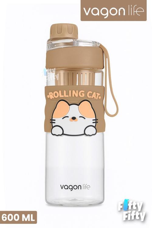 600 ML Rahat İçim (Pipetsiz) Çevir Aç Kapak Taşıma Kulplu Çocuk Su Matarası -VGN2020NEW600ML