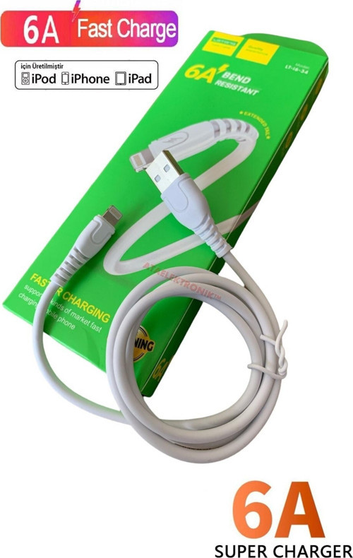 6a 6 Amper Lightning - Usb Kablo Iphone Ipad Ipod Plus Fast Hızlı Şarj Usb Data Ve Şarj Kablo