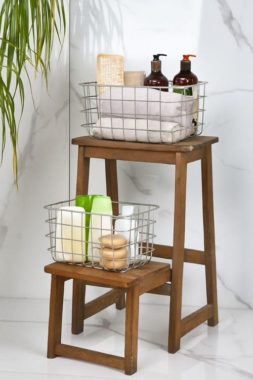 Çok Amaçlı 2li Organizer Sepet Masaüstü Düzenleyici Dekoratif Ev Ve Banyo Sepeti