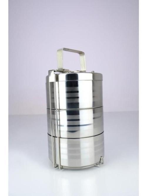 3’lü Çelik Hazneli Yemek Taşıma Saklama ve Sefer Tası Iş Ofis Okul Için Gri - YK1091 C320.025