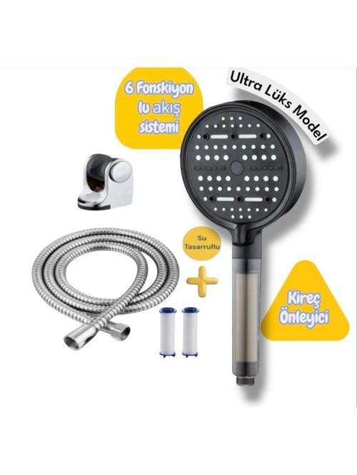 Filtreli Kireç Önleyici Duş Seti Hortum Mafsal ve 2 Adet Yedek Filtre