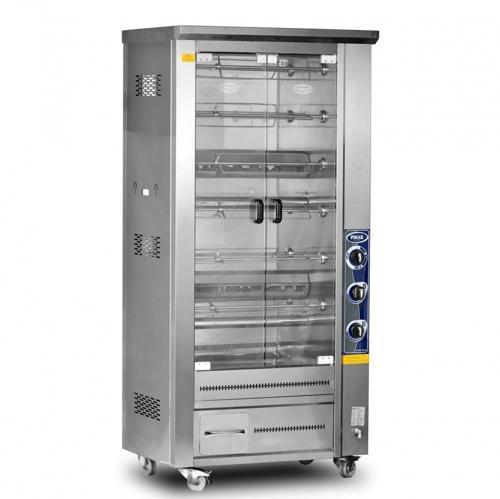 Çift Vitrinli Lavtaşlı Piliç Makinesi 12 Şiş 48 Piliç Tüplü