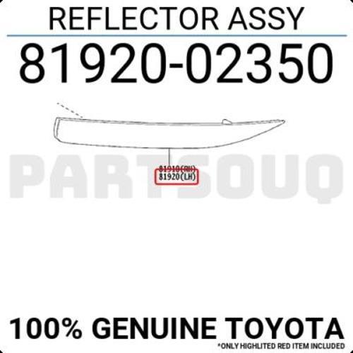 Toyota Corolla 2ZRF 2023 Reflektör Arka Sağ Oem No (8191002220)