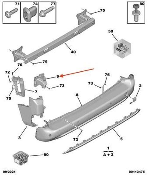 opel combo- 2024-2025  arka tampon bağlantı braketi sağ Oem No (9816808480)