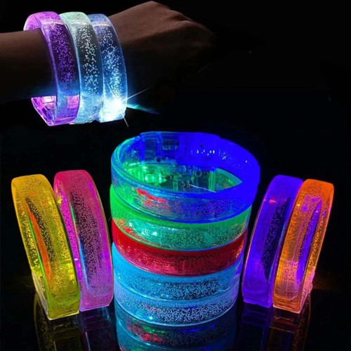 BFS Mavi Led Işıklı Baskı Yapılabilen Pilli Bileklik Bilezik 1,5 cm Genişlik