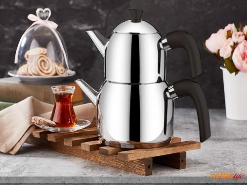 AZUR ÇELİK ÇAYDANLIK SİYAH KULP