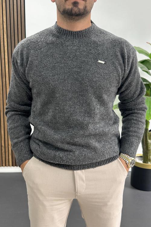 Erkek Bisiklet Yaka Buklet Kumaş Kazak Antrasit Edw419