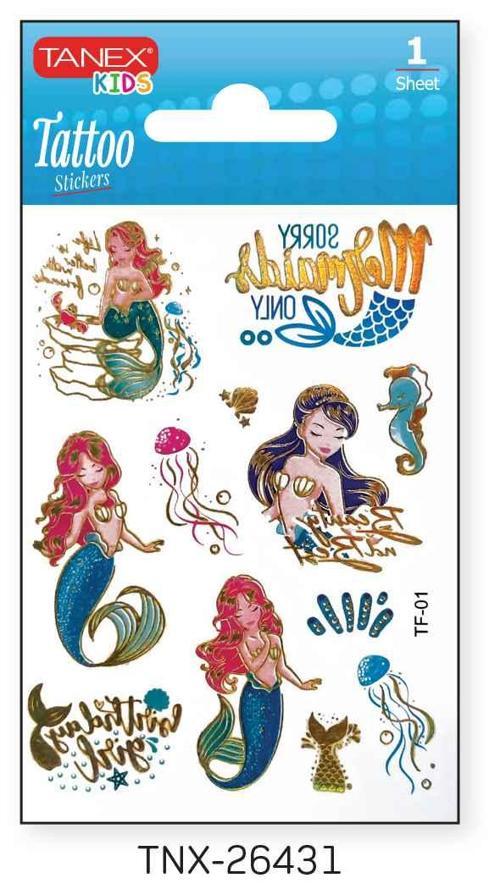 7,5x10,5mm Deniz Kızı Mini Tatoo Etiket TNX-26431