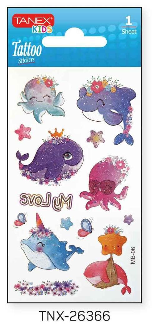 7x12mm Deniz Hayvanları Tatoo TNX-26366